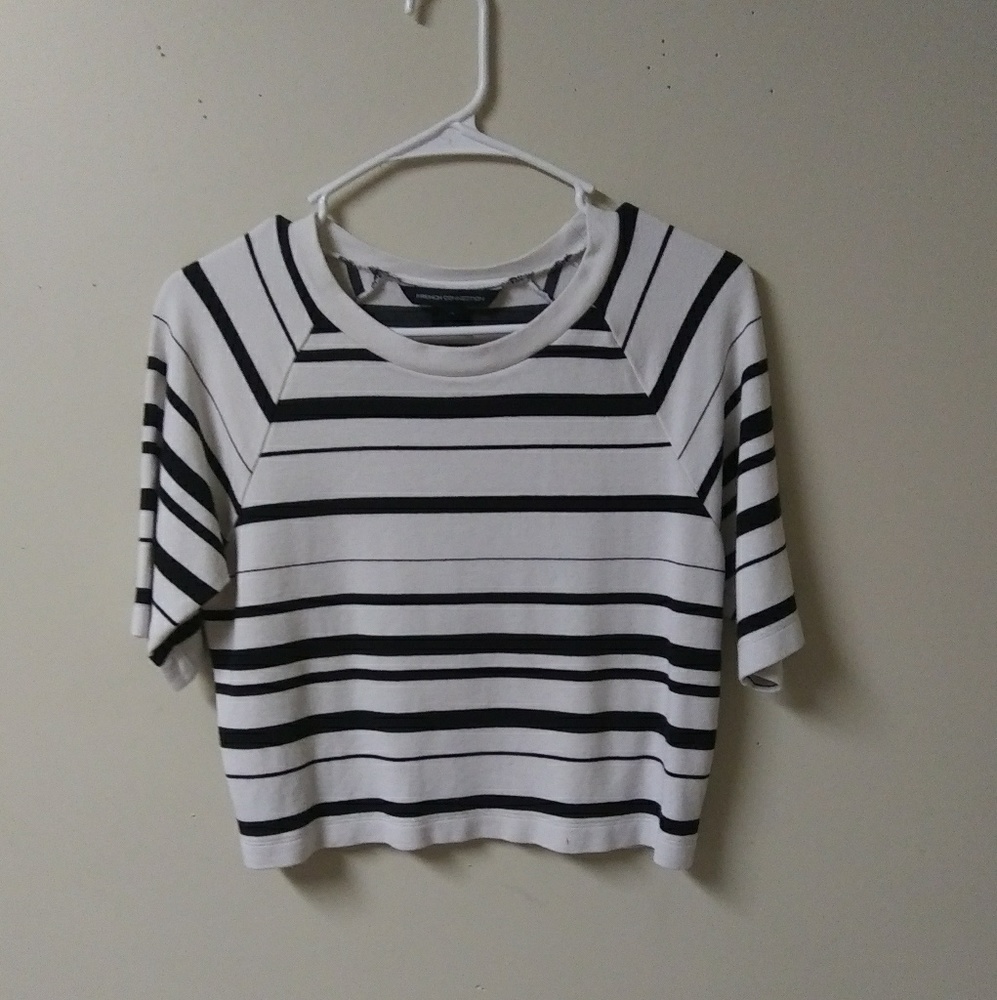 Black & White Striped Crop Top